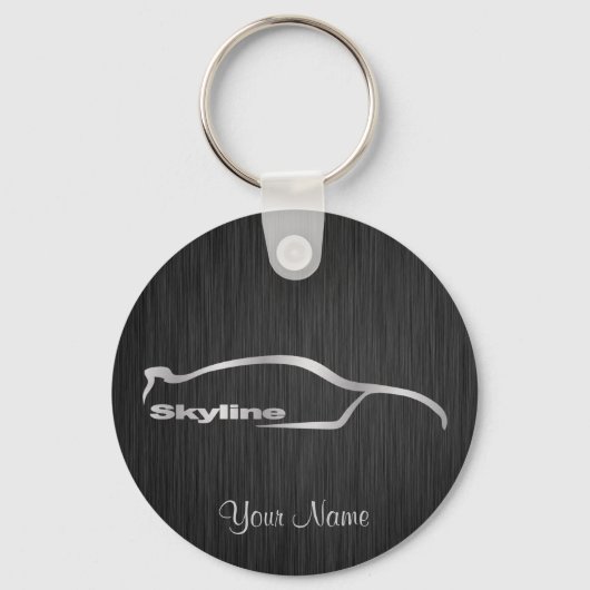 Skyline Silver Silhouette met elegante zwarte acht Sleutelhanger (Voorkant)
