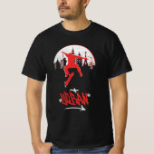 Skyline Skateboarding, Skateboard Trick vor Stadt T-shirt (Voorkant)
