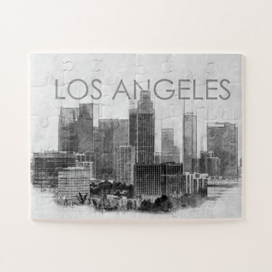skyline sketch van de stad Los Angeles Legpuzzel (Horizontaal)
