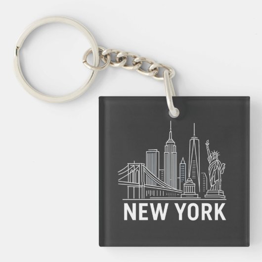 Skyline Sleutelhanger van New York - iconische sta (voorkant)