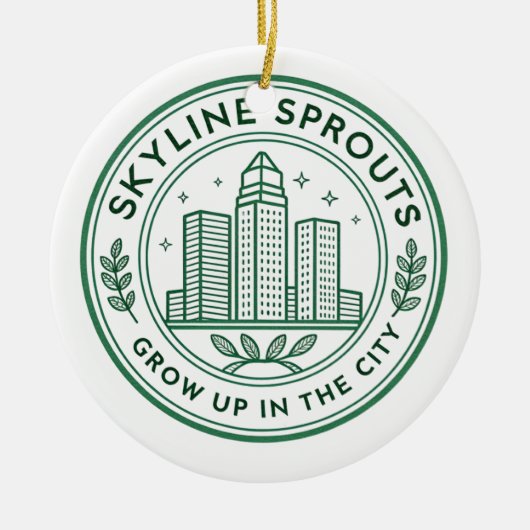 Skyline Sprouts Memorial Ornament | Urban Farming  (Voorkant)