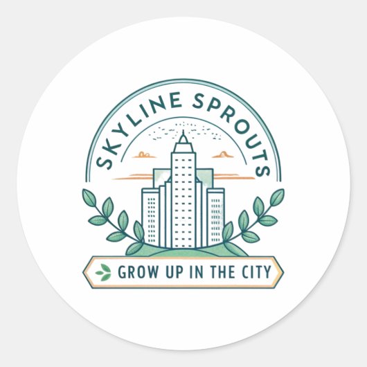 Skyline Sprouts Urban Farming Sticker | City Garde (Voorkant)