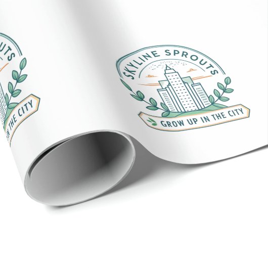 Skyline Sprouts Urban Farming Sticker | City Garde Cadeaupapier (Rol Hoek)