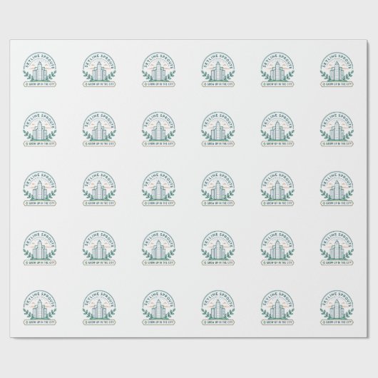 Skyline Sprouts Urban Farming Sticker | Stad Tuini Cadeaupapier (Vlak)