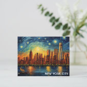 Skyline Sterrennacht reizen naar New York Briefkaart (Staand voorkant)