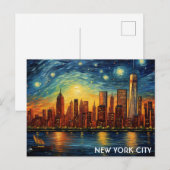 Skyline Sterrennacht reizen naar New York Briefkaart (Voorkant / Achterkant)