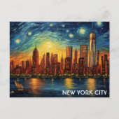 Skyline Sterrennacht reizen naar New York Briefkaart (Voorkant)
