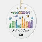 Skyline Stockholm Ornament, Zweden Keramisch Ornament (Links)