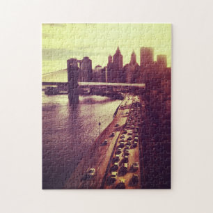 Skyline Sunset - Brooklyn Bridge en NYC Cityscape Legpuzzel
