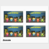 Skyline Superhero Verjaardagsfeest voor kinderen Rechthoekige Sticker (Vel)