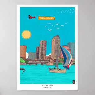 Skyline Tampa Florida Spring Break Illustratie Poster
