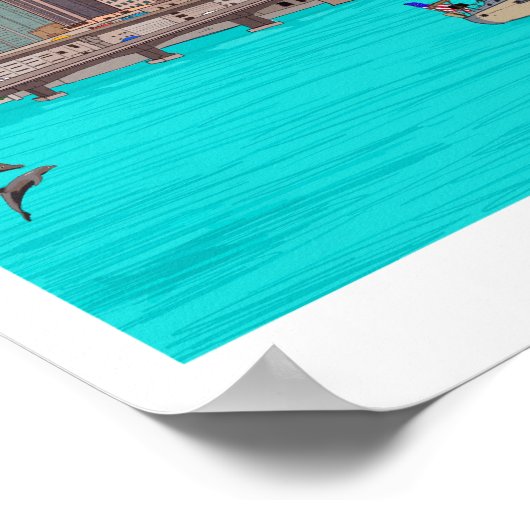 Skyline Tampa Florida Spring Break Illustratie Poster (Hoek)