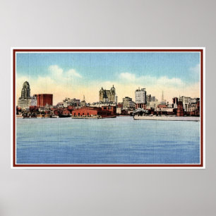  Skyline uit Harbour, Buffalo NY Poster