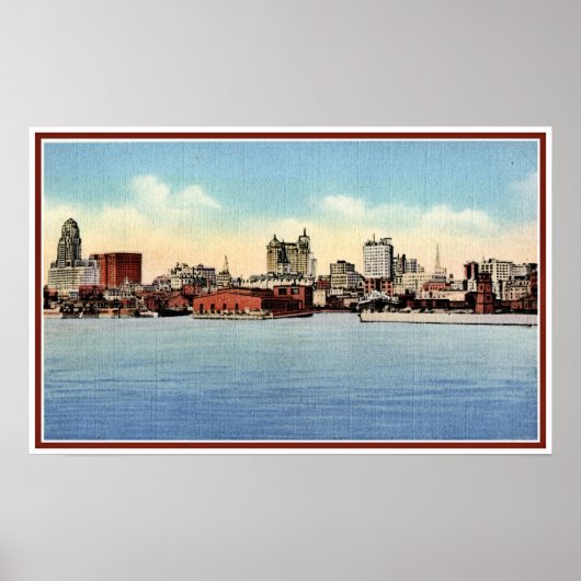  Skyline uit Harbour, Buffalo NY Poster (Voorkant)