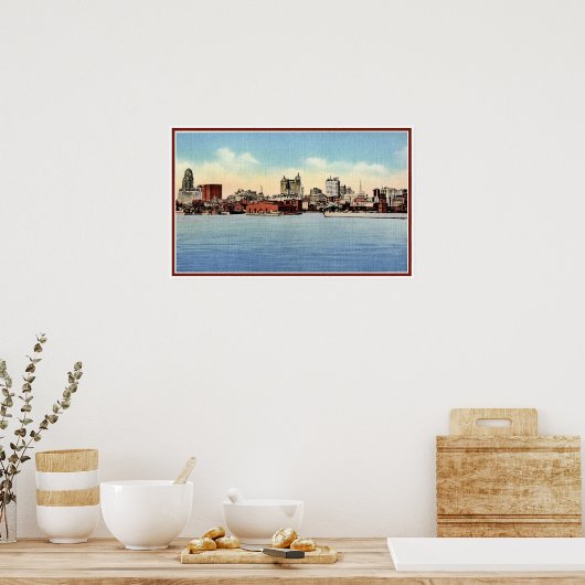  Skyline uit Harbour, Buffalo NY Poster (Keuken)