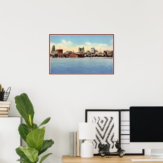 Skyline uit Harbour, Buffalo NY Poster (Thuiskantoor)