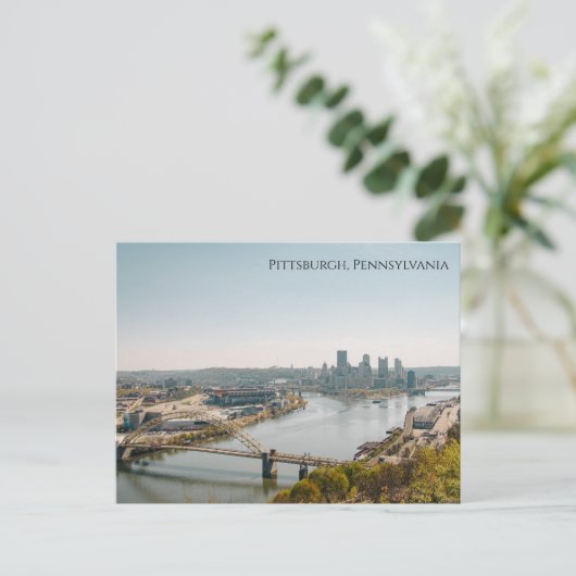 Skyline uitzicht van Pittsburgh Briefkaart (Staand voorkant)