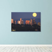 Skyline van Bellevue uit het meer van Washington i Canvas Afdruk (Insitu (Houten vloer))