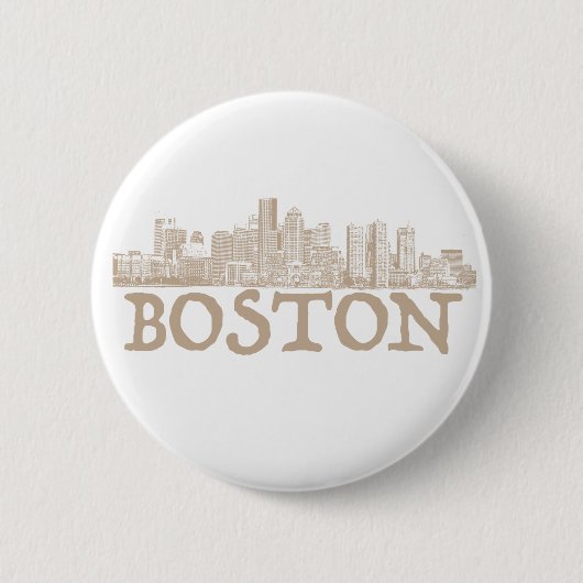 skyline van Boston City Ronde Button 5,7 Cm (Voorkant)