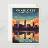  skyline van Charlotte North Carolina Briefkaart (Voorkant / Achterkant)