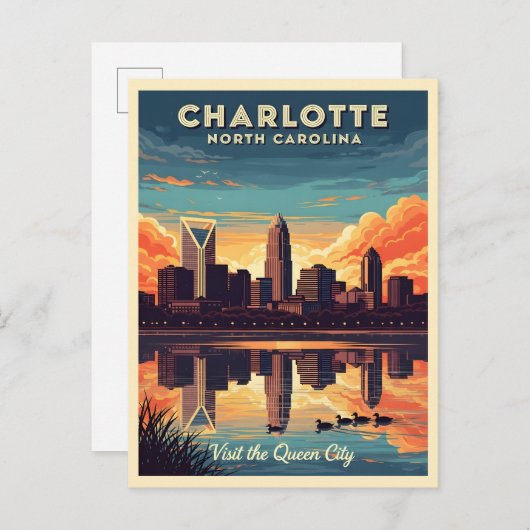  skyline van Charlotte North Carolina Briefkaart (Voorkant / Achterkant)