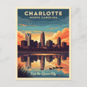  skyline van Charlotte North Carolina Briefkaart (Voorkant)
