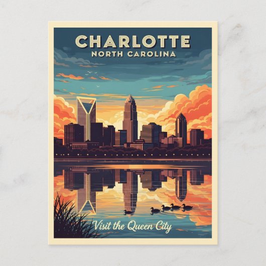  skyline van Charlotte North Carolina Briefkaart (Voorkant)
