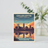  skyline van Charlotte North Carolina Briefkaart (Staand voorkant)