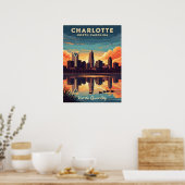 skyline van Charlotte North Carolina Poster (Keuken)