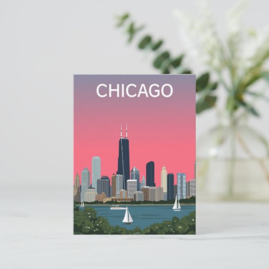 skyline van Chicago Briefkaart (Staand voorkant)