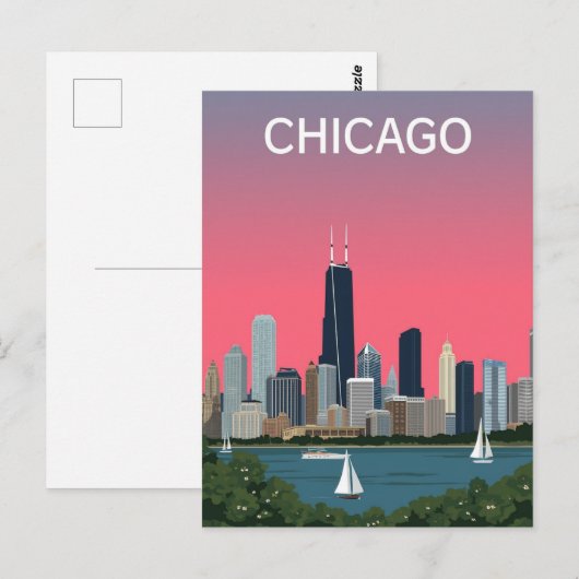 skyline van Chicago Briefkaart (Voorkant / Achterkant)