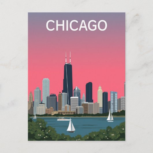  skyline van Chicago Briefkaart (Voorkant)