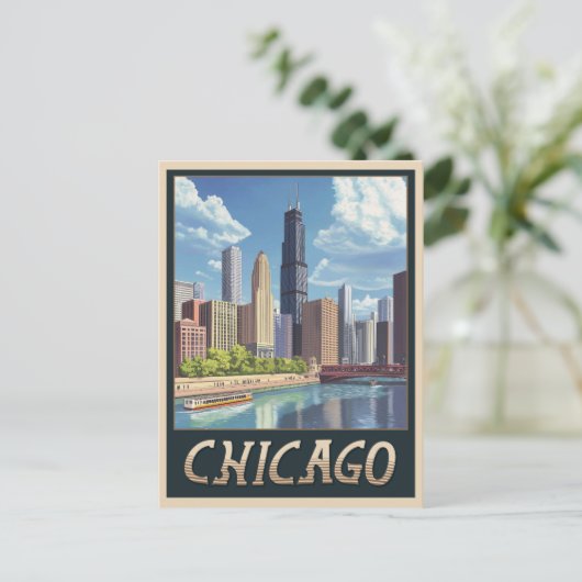 skyline van Chicago Briefkaart (Staand voorkant)