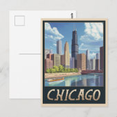  skyline van Chicago Briefkaart (Voorkant / Achterkant)