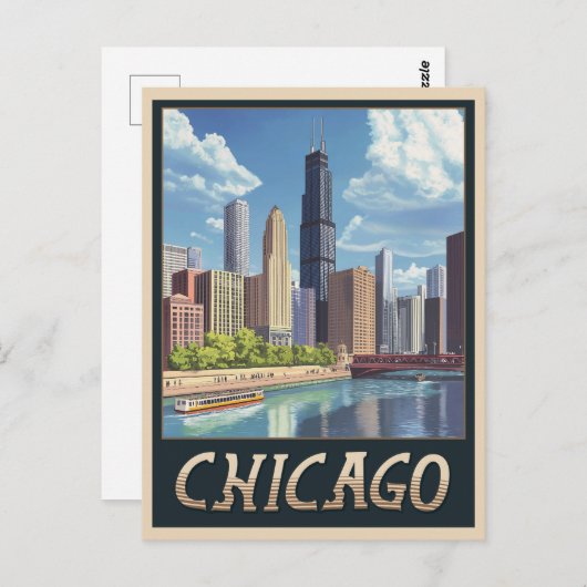  skyline van Chicago Briefkaart (Voorkant / Achterkant)