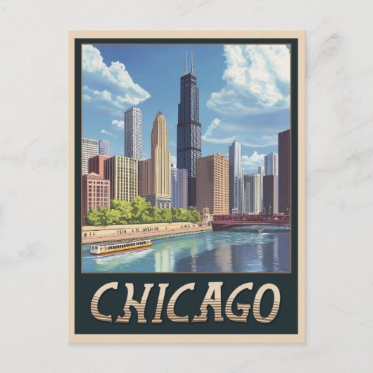  skyline van Chicago Briefkaart (Voorkant)