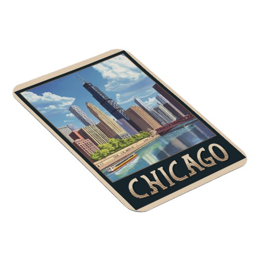  skyline van Chicago Magneet (Rechterzijde)