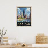  skyline van Chicago Poster (Keuken)