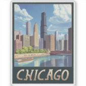  skyline van Chicago Sticker (Voorkant)