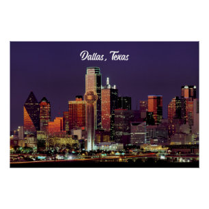 Skyline van Dallas, Texas in de schemering Perfect Poster