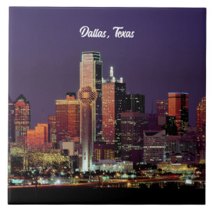Skyline van Dallas, Texas in de schemering Tegeltje