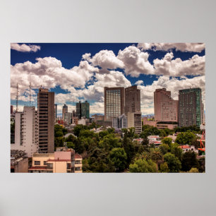 Skyline van de hotels in Polanco Mexico City Poster