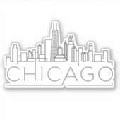 skyline van de stad chicago moderne sticker (Voorkant)