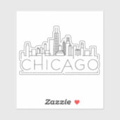 skyline van de stad chicago moderne sticker (Vel)