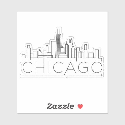 skyline van de stad chicago moderne sticker (Vel)