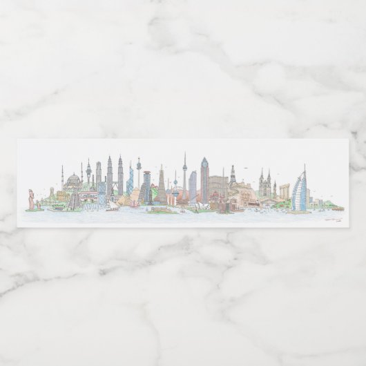 Skyline van de wereld Stickers (Enkel label)