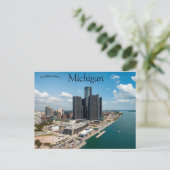 Skyline van Detroit Michigan Briefkaart (Staand voorkant)