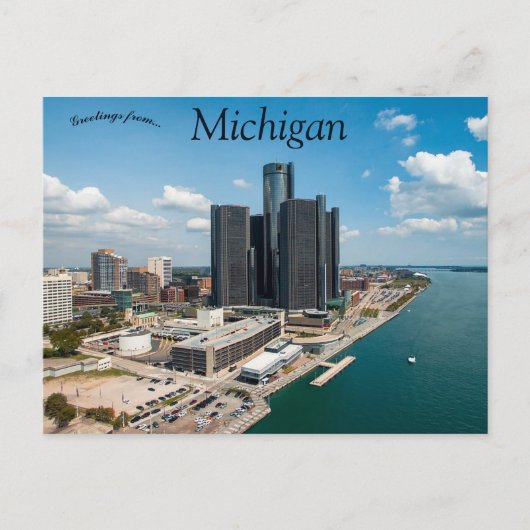 Skyline van Detroit Michigan Briefkaart (Voorkant)