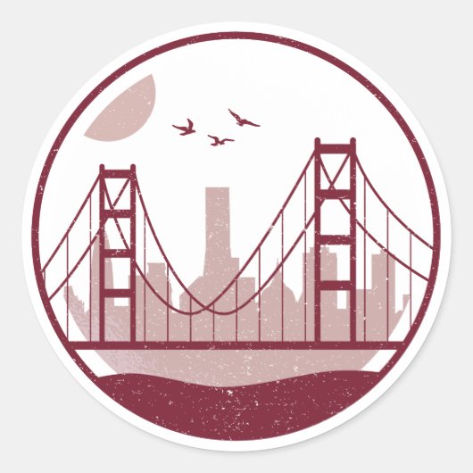 Skyline van Golden Gate Bridge Ronde Sticker (Voorkant)