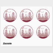 Skyline van Golden Gate Bridge Ronde Sticker (Vel)